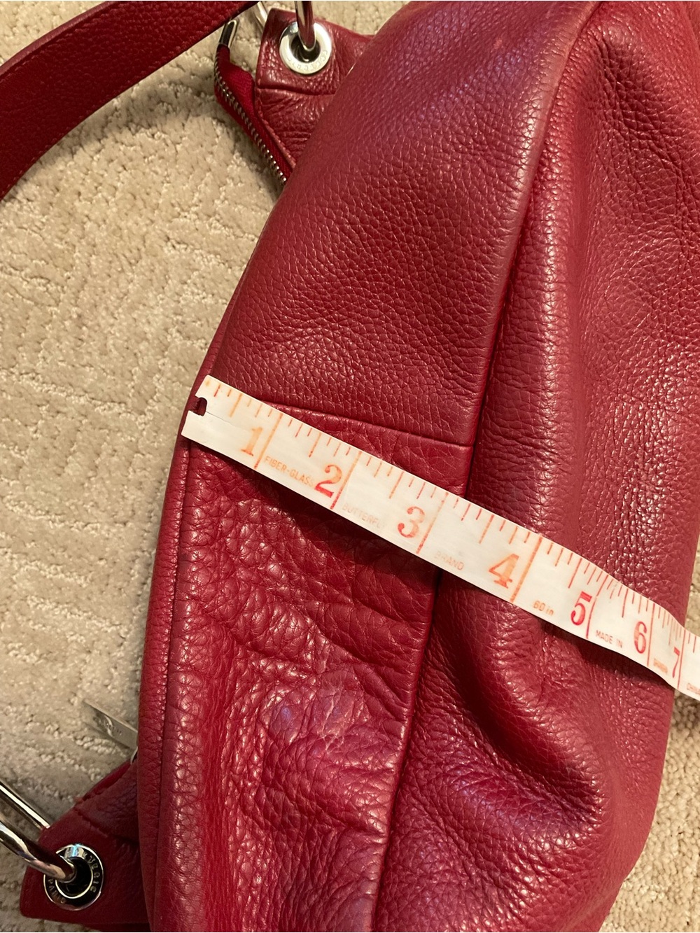 🇫🇷 Vintage Frederic T Paris Red Pebbled Leather Hobo Shoulder Bag Purse - Picture 11 of 11